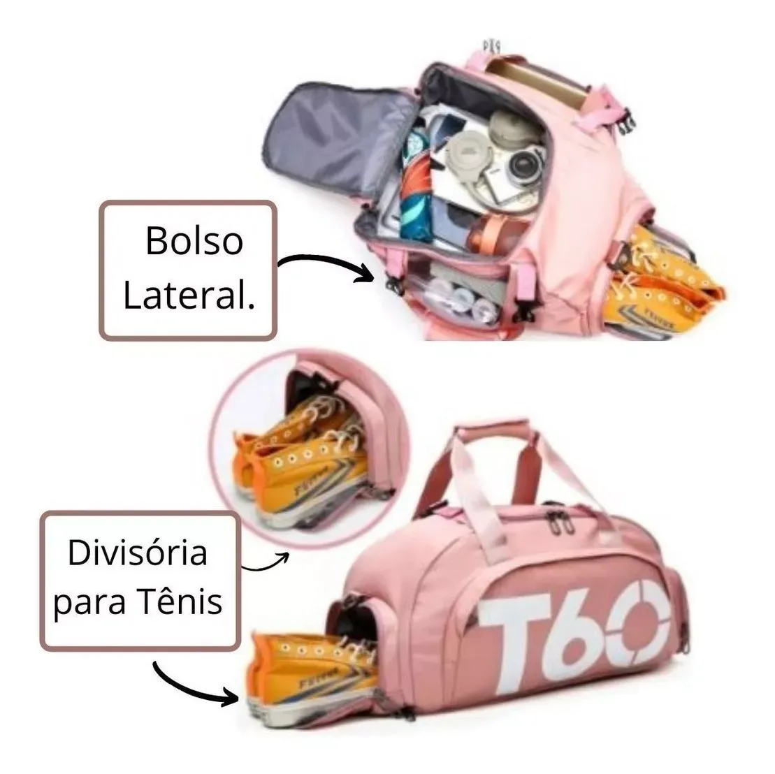 Maleta Impermeable Gimnasio Bolso Deportivo Viajes Unisex Rosada 